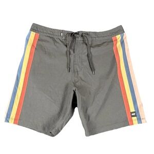 Banks Journal Swim Trunks Mens 32 Black Multicolor Stripe Board Shorts Surf